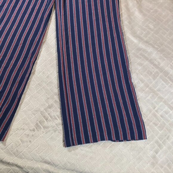 Michael Kors Womens Large Pants Blue Red Striped Relaxed Wide Leg Patriotic - Picture 4 of 12